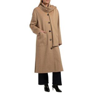 TARDIA Loro Piana Made In Italy Wool Single Breasted Coat With Scarf